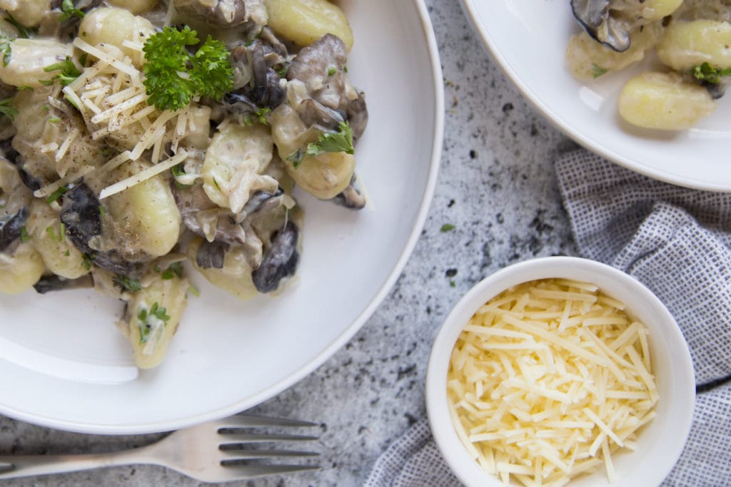 gnocchis champignons fromage repas recette