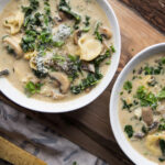 soupe tortellinis champignons épinard kale Cinq Fourchettes