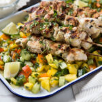 Brochettes poulet mangue salsa Cinq Fourchettes recette