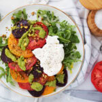 salade roquette tomates betteraves burrata cinq fourchettes recette recipe tomato beet pesto pistache pistachio