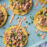 tostada thon saumon mangue avocat avocado tuna salmon recipe recette Cinq Fourchettes