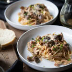 tagliatelle shiitake pancetta recette recipe mushroom champignon pates pasta Cinq Fourchettes
