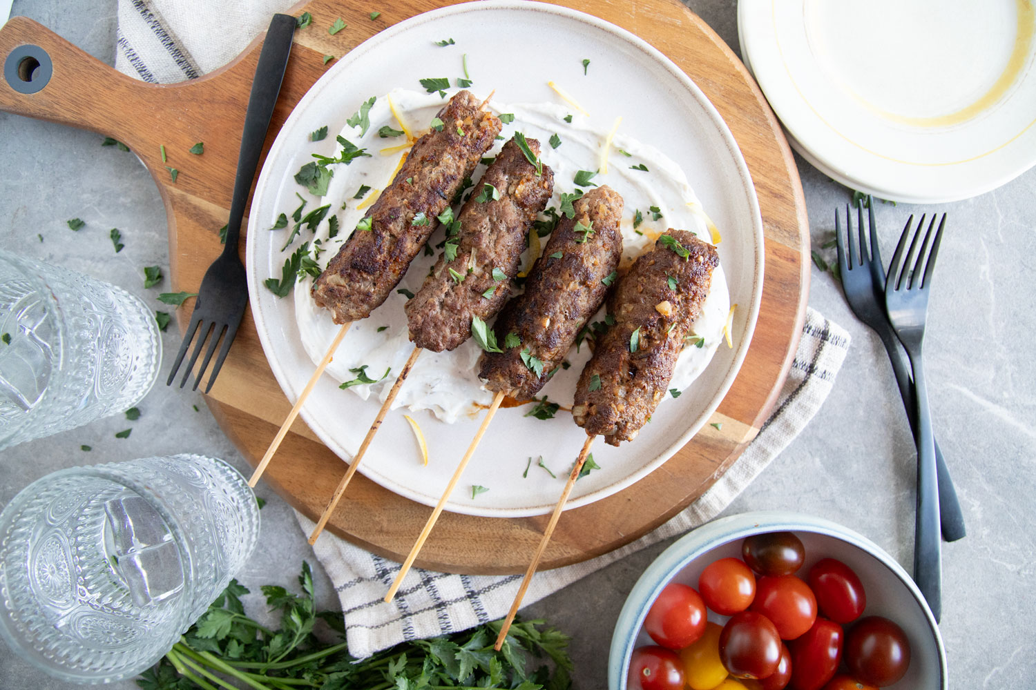 keftas boeuf recette brochette facile labneh citron Cinq Fourchettes
