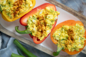 sandwich poivron oeufs salade aneth farci cinq fourchettes Nancy Bordeleau recette recipe egg salad dill pepper sans gluten no